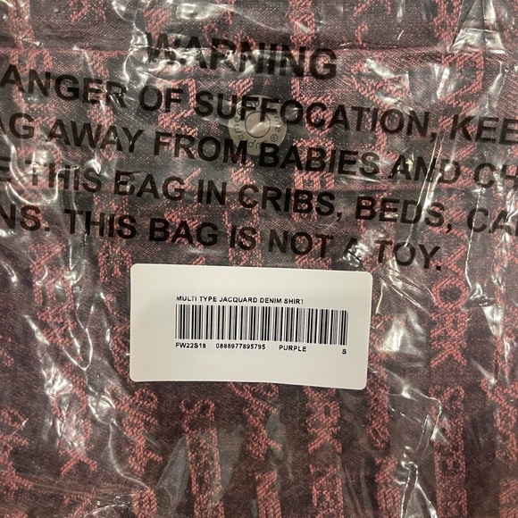 NWT Supreme Multi Type Denim Jacquard Button down shirt in purple size small - Picture 7 of 10